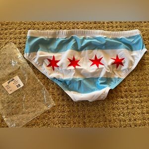 Splish Chicago flag Speedo-style Swim Brief 
Size 38 NWOT